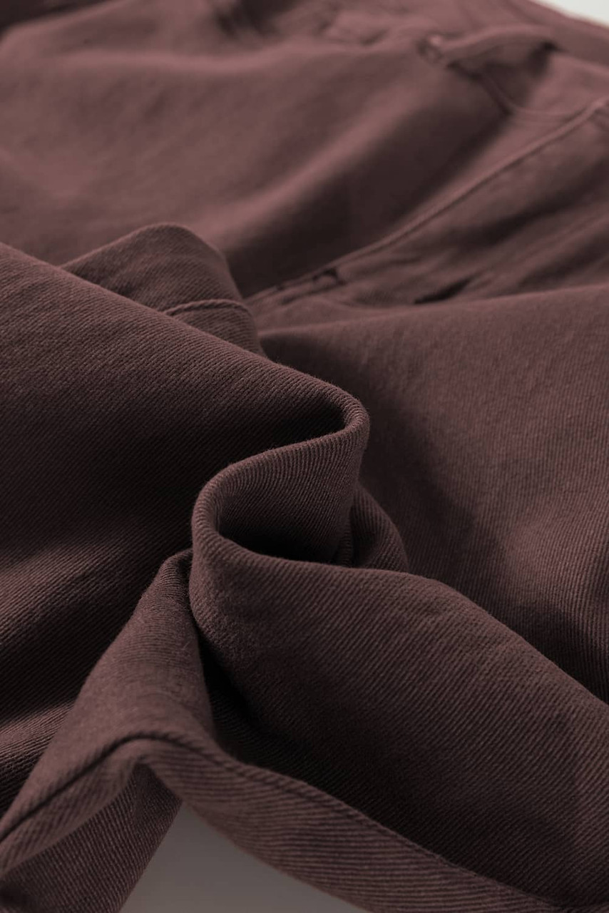 Coffee Loose Straight High Waist Solid Color Jeans