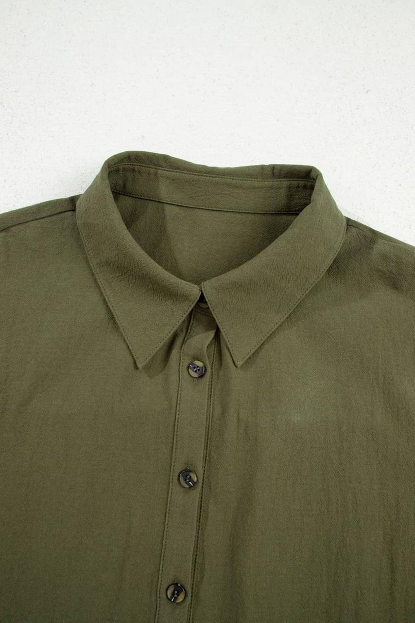 Four Leaf Clover Plus Size Collar Half Button Long Sleeve Ruffle Hem Mini Dress Four Leaf Clover Plus Size Collar Half Button Long Sleeve Ruffle Hem Mini Dress