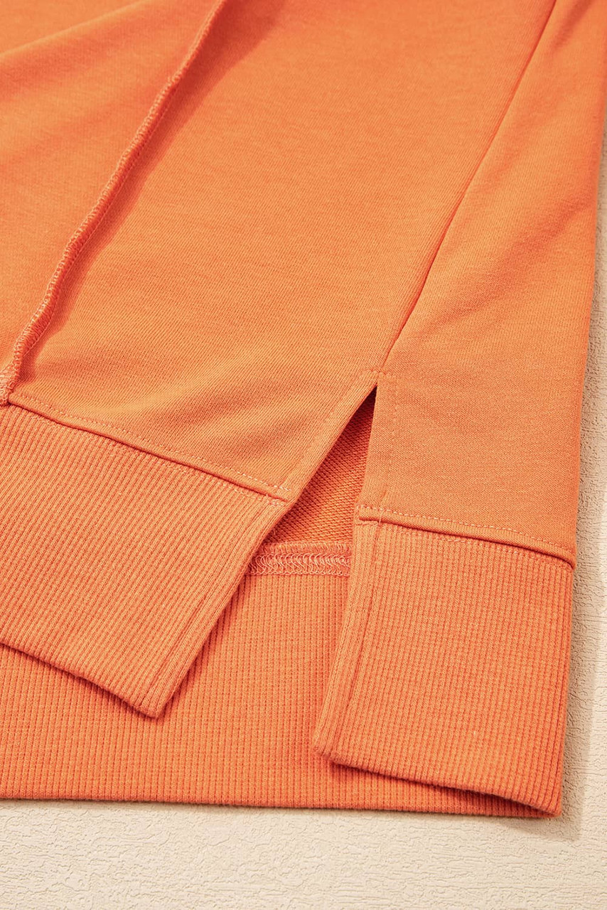 Flamingo Mix Floral Patchwork Side Slit Drawstring Hoodie