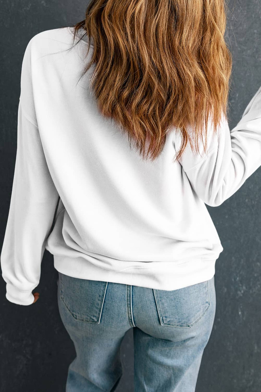 White game day Rugby Embroidered Casual Sweatshirt