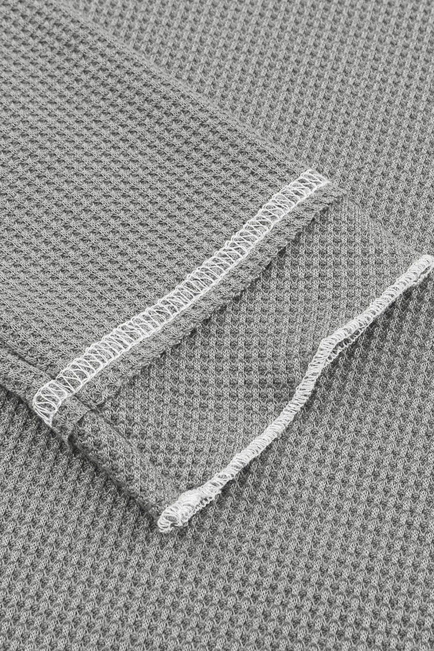 Gray Textured Round Neck Long Sleeve Top