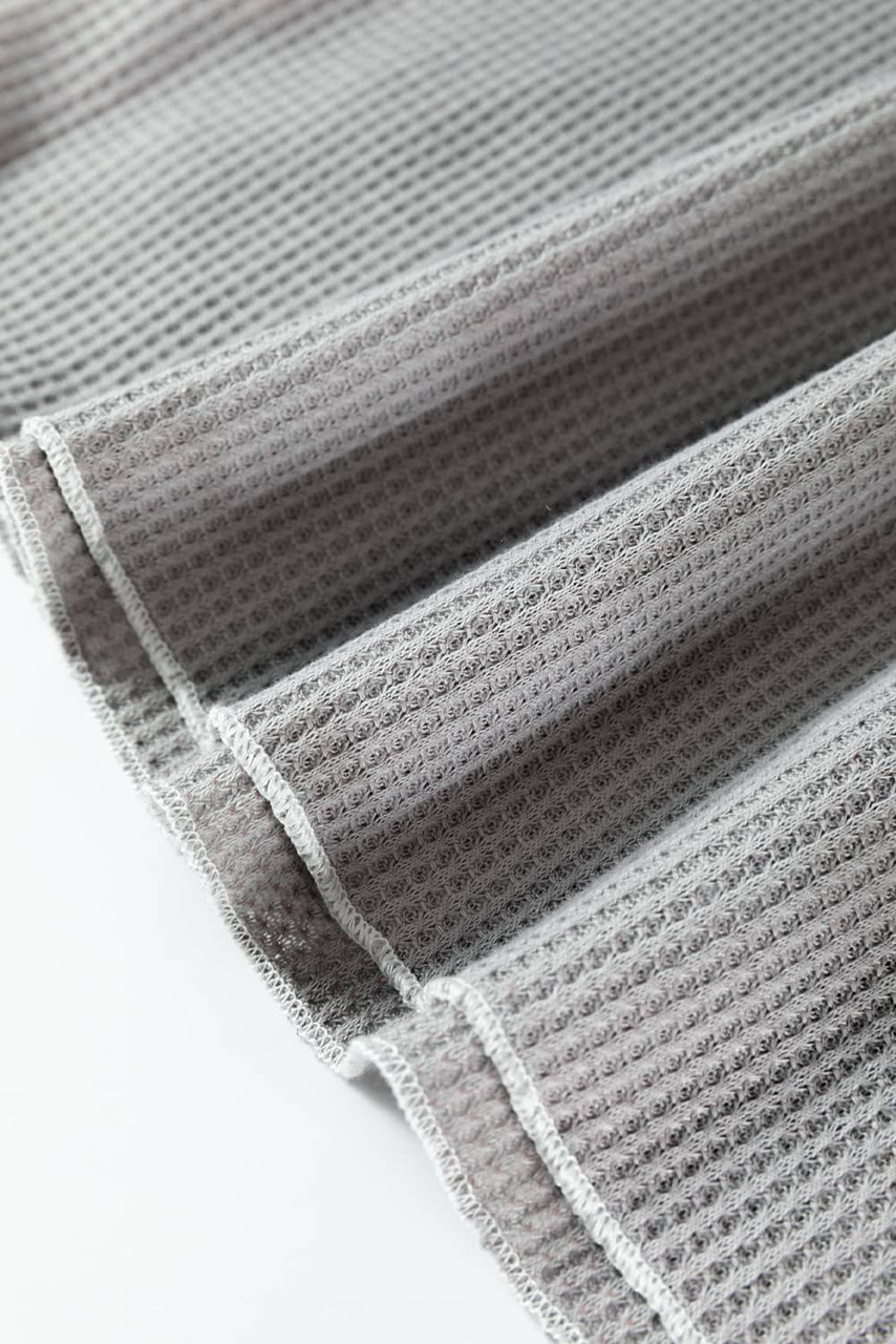 Gray Textured Round Neck Long Sleeve Top