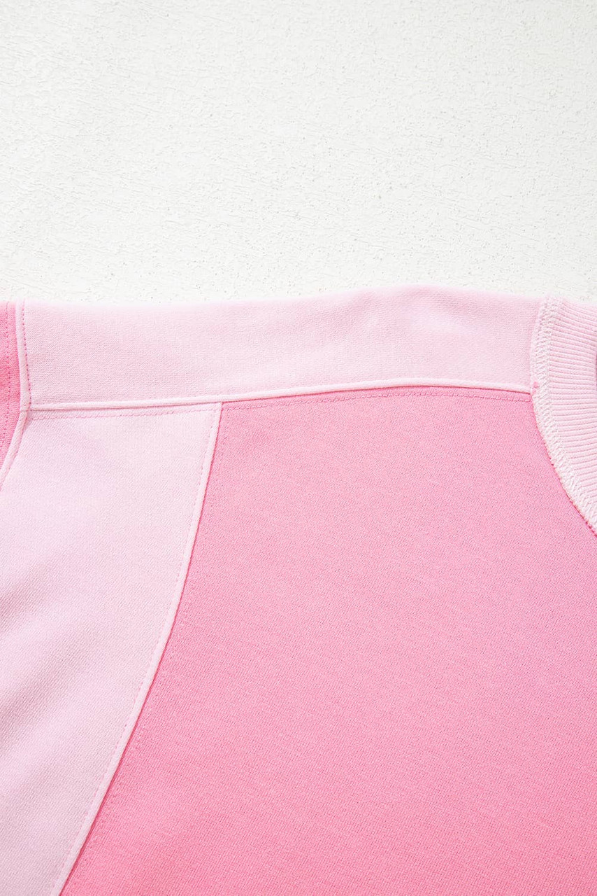 Bonbon 2-tone Color Block Patchwork Drop Shoulder Sweatshirt