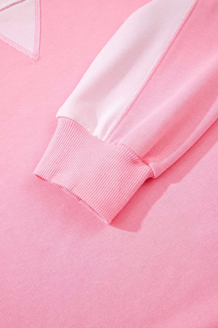 Bonbon 2-tone Color Block Patchwork Drop Shoulder Sweatshirt