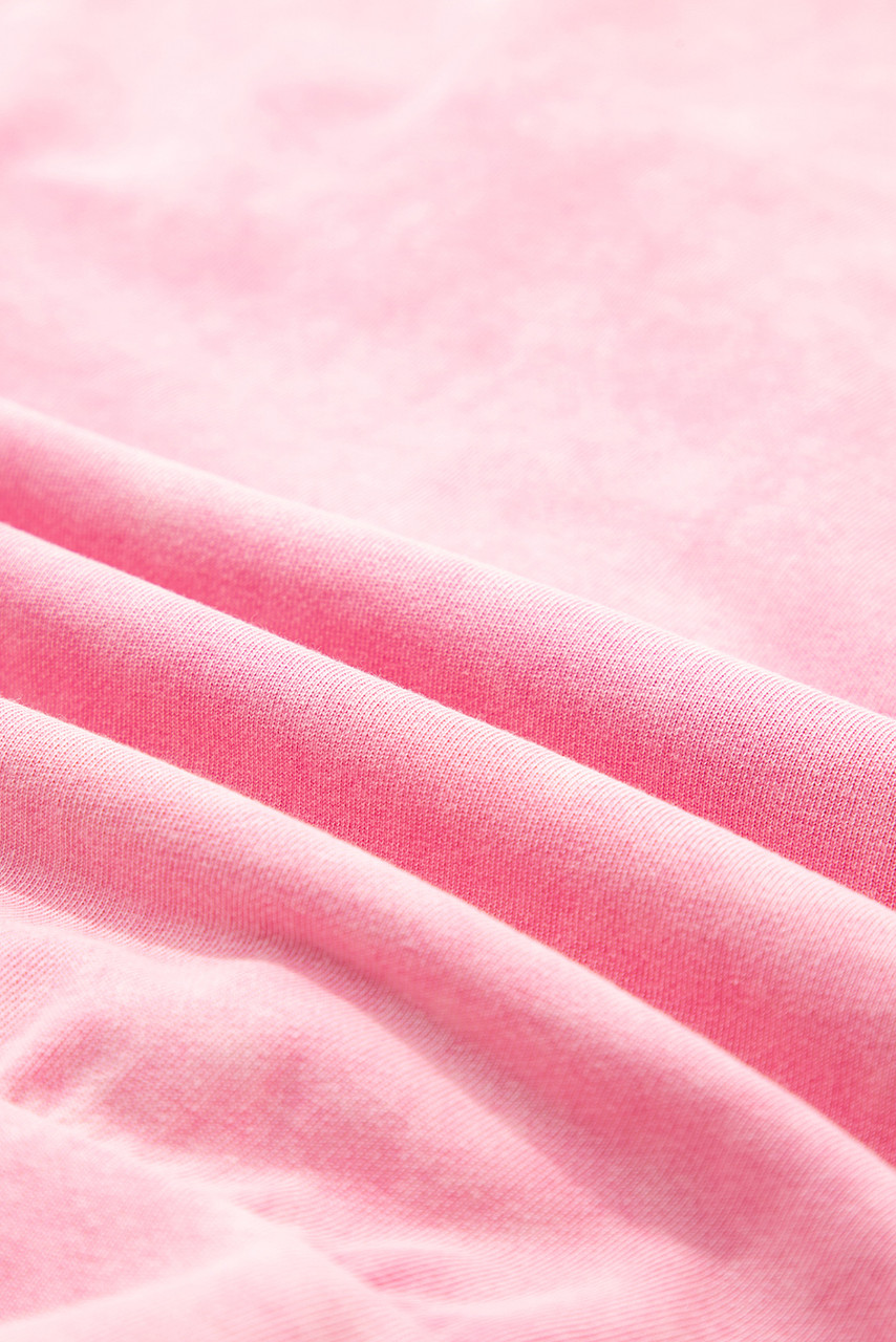 Bright Pink Mineral Wash Big Bow Patchwork Pullover Sweatshirt