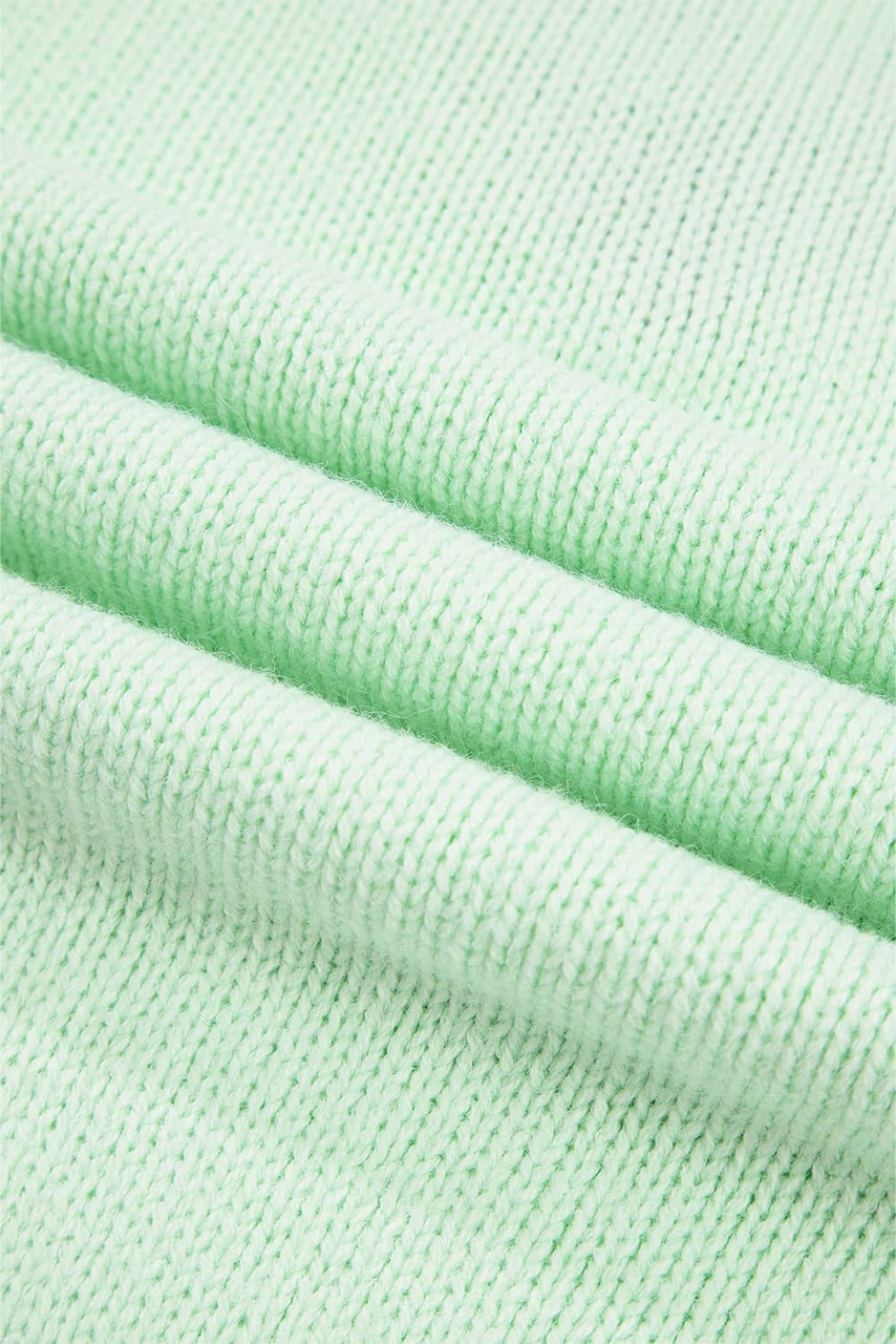 Green Stitched V Neck Color Block Knitted Drop Shoulder Sweater