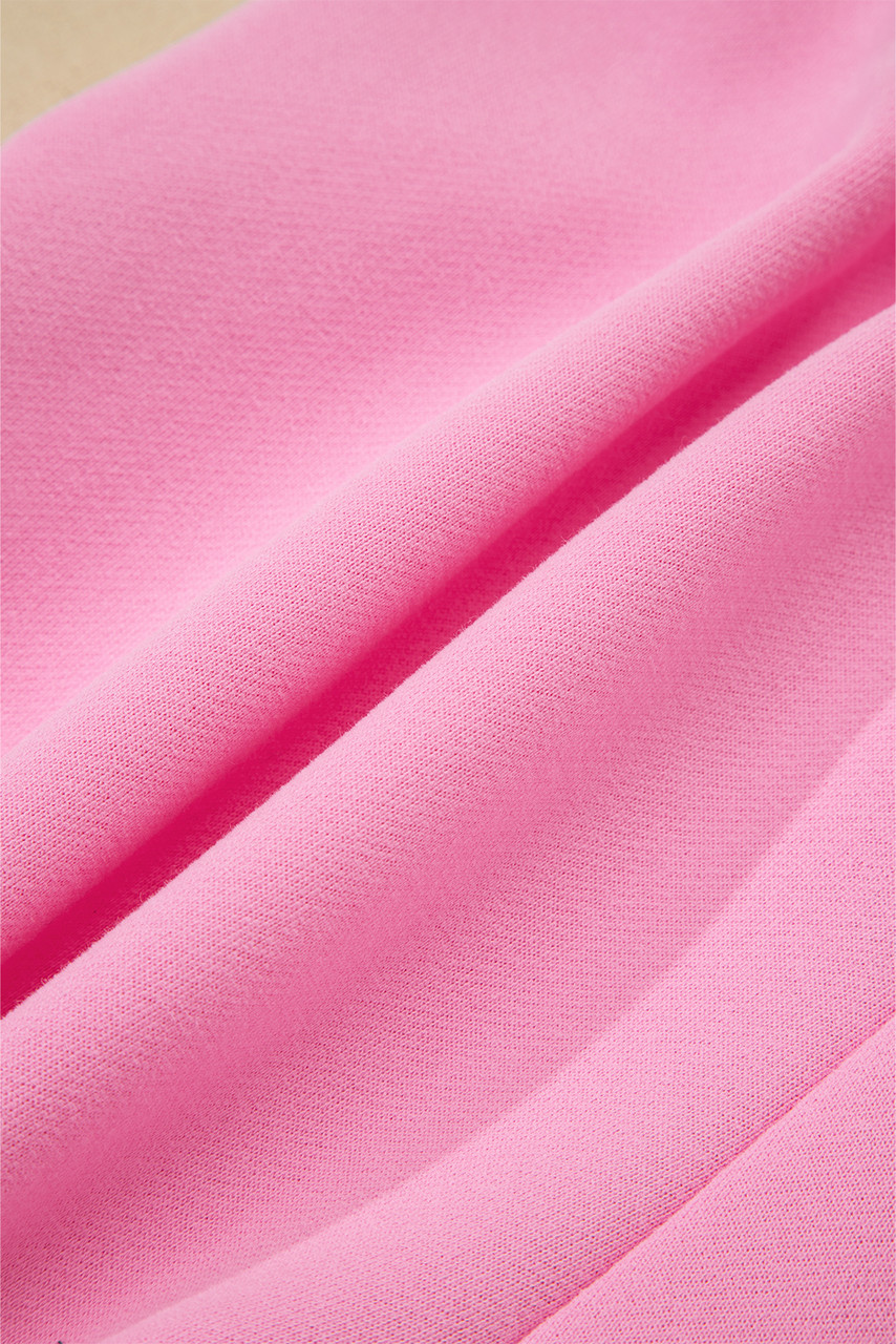 Strawberry Pink Color Block Pullover and Lace-up Elastic Waist Shorts Set Strawberry Pink Color Block Pullover and Lace-up Elastic Waist Shorts Set