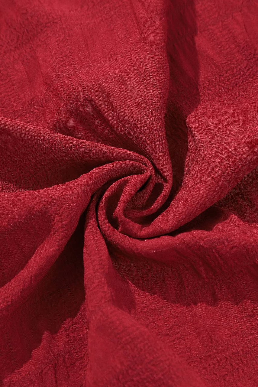 Fiery Red Lace-up Ruched Front Long Sleeve Ruffle Hem Plus Size Midi Dress Fiery Red Lace-up Ruched Front Long Sleeve Ruffle Hem Plus Size Midi Dress