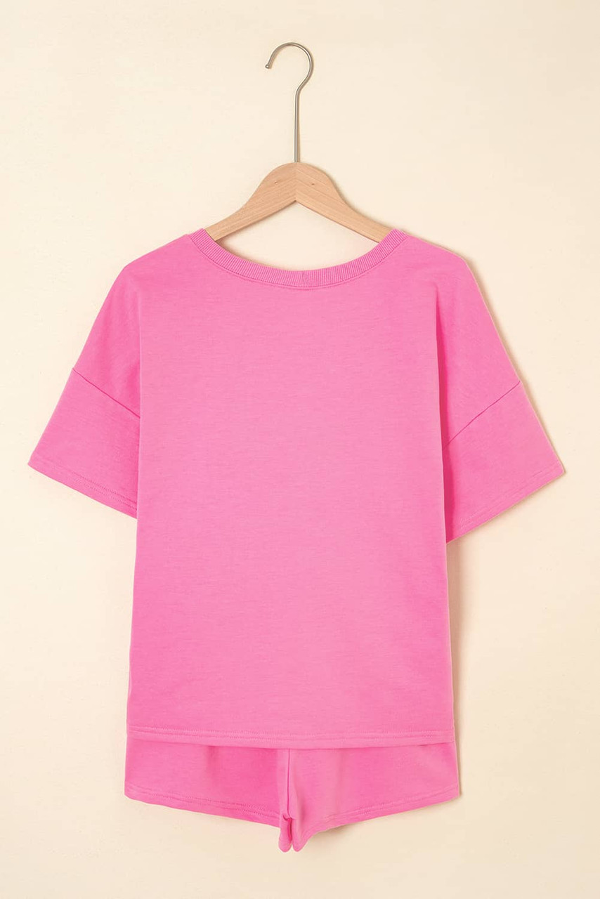 Bonbon Sequin Halloween Pumpkin Pattern V Neck Tee and Drawstring Bottoms Casual Short Set Bonbon Sequin Halloween Pumpkin Pattern V Neck Tee and Drawstring Bottoms Casual Short Set