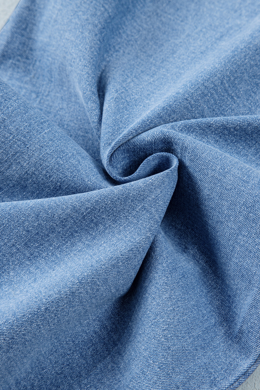 Dusk Blue Raw Hem Straight Leg Loose High Waist Jeans