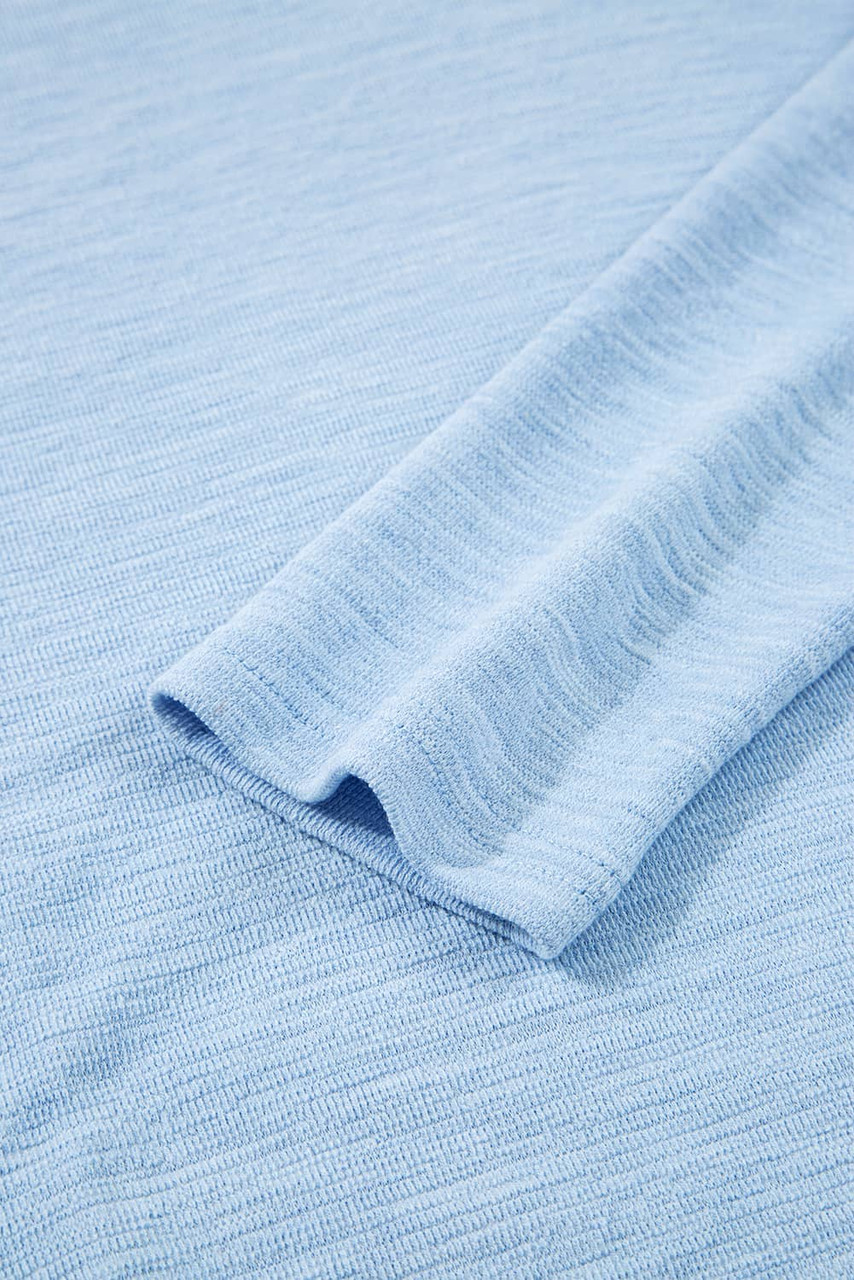 Beau Blue Solid Color Batwing Long Sleeve Top