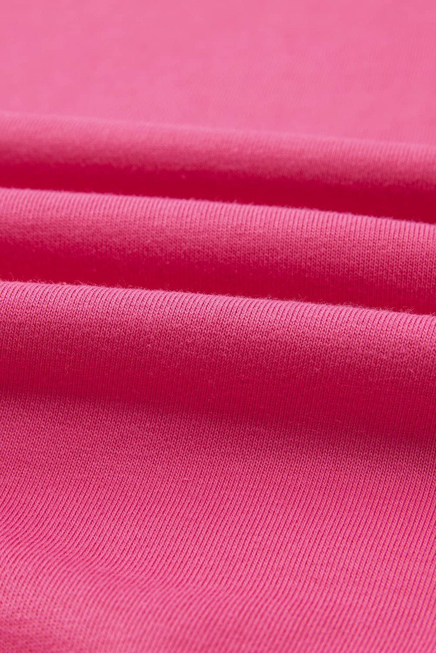 Rose Red 2pcs Color Block Pullover Loose Pant Set