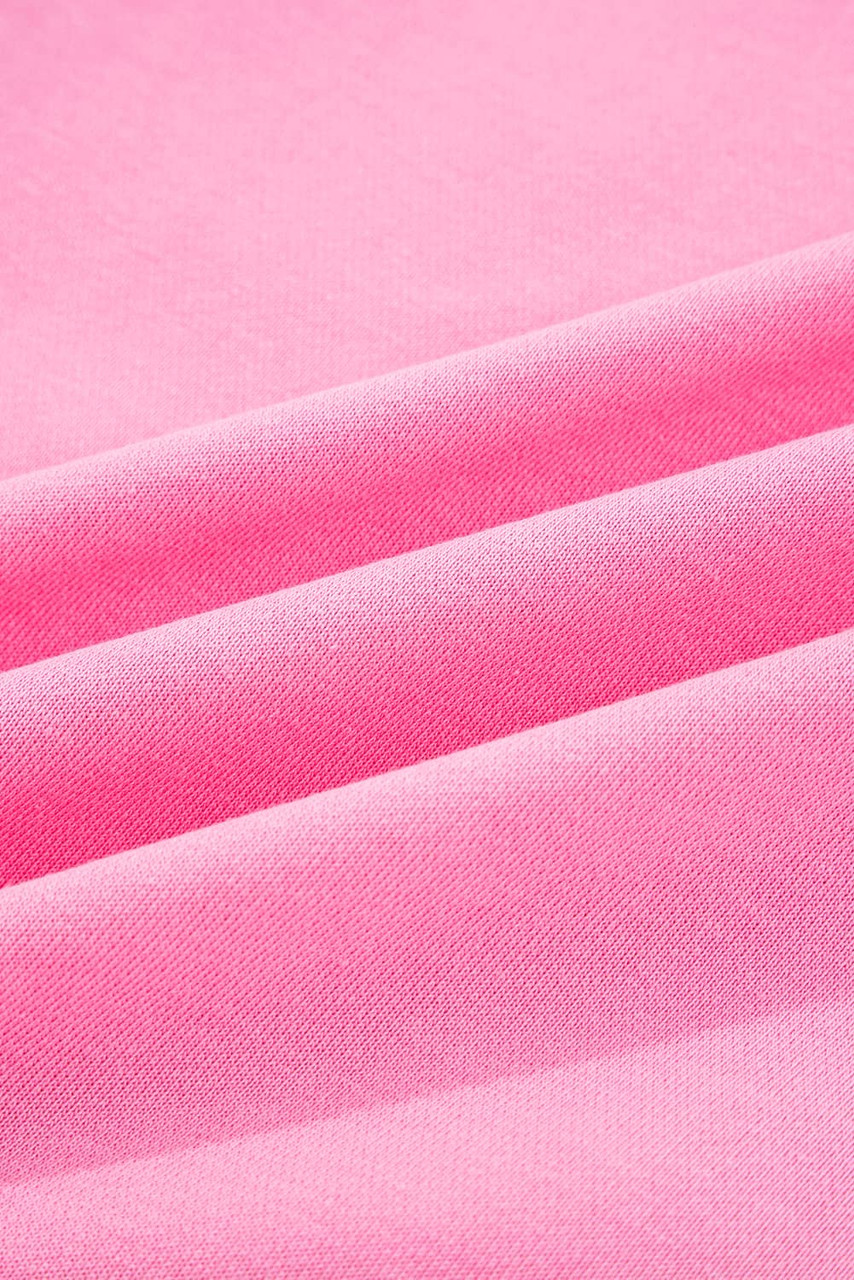 Pink Big Bow Lace Embroidered Dolman Sleeve Slit Plus Size Sweatshirt