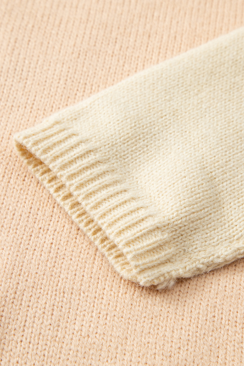 Pale Chestnut Color Block Turtle Neck Drop Shoulder Knit Sweater