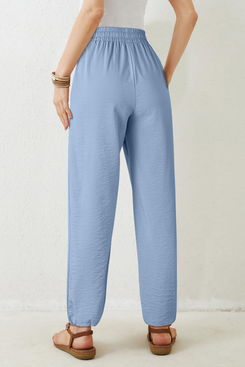 Myosotis Drawstring Elastic Waistband Pleated Loose Pants