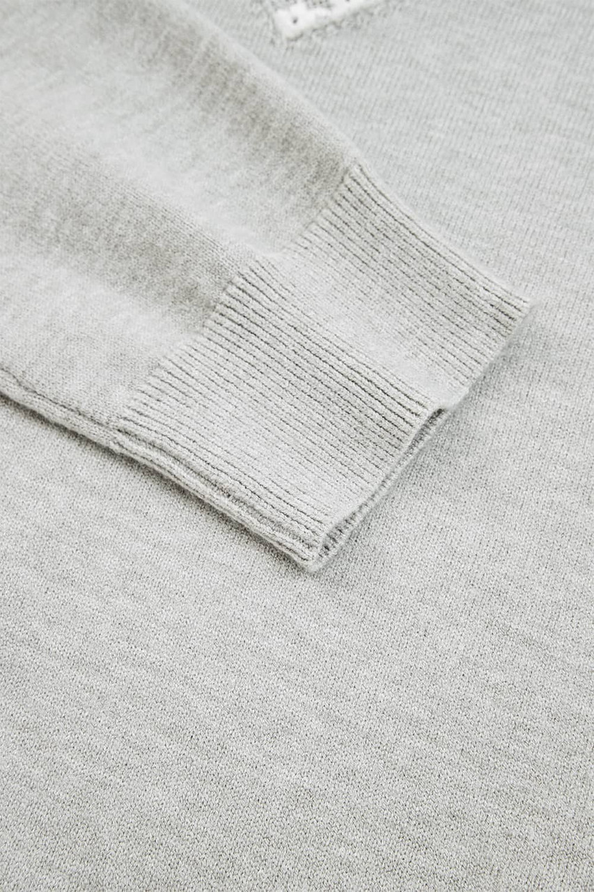 Light Grey Button Keyhole Lace Patchwork Drop Shoulder Sweater Light Grey Button Keyhole Lace Patchwork Drop Shoulder Sweater