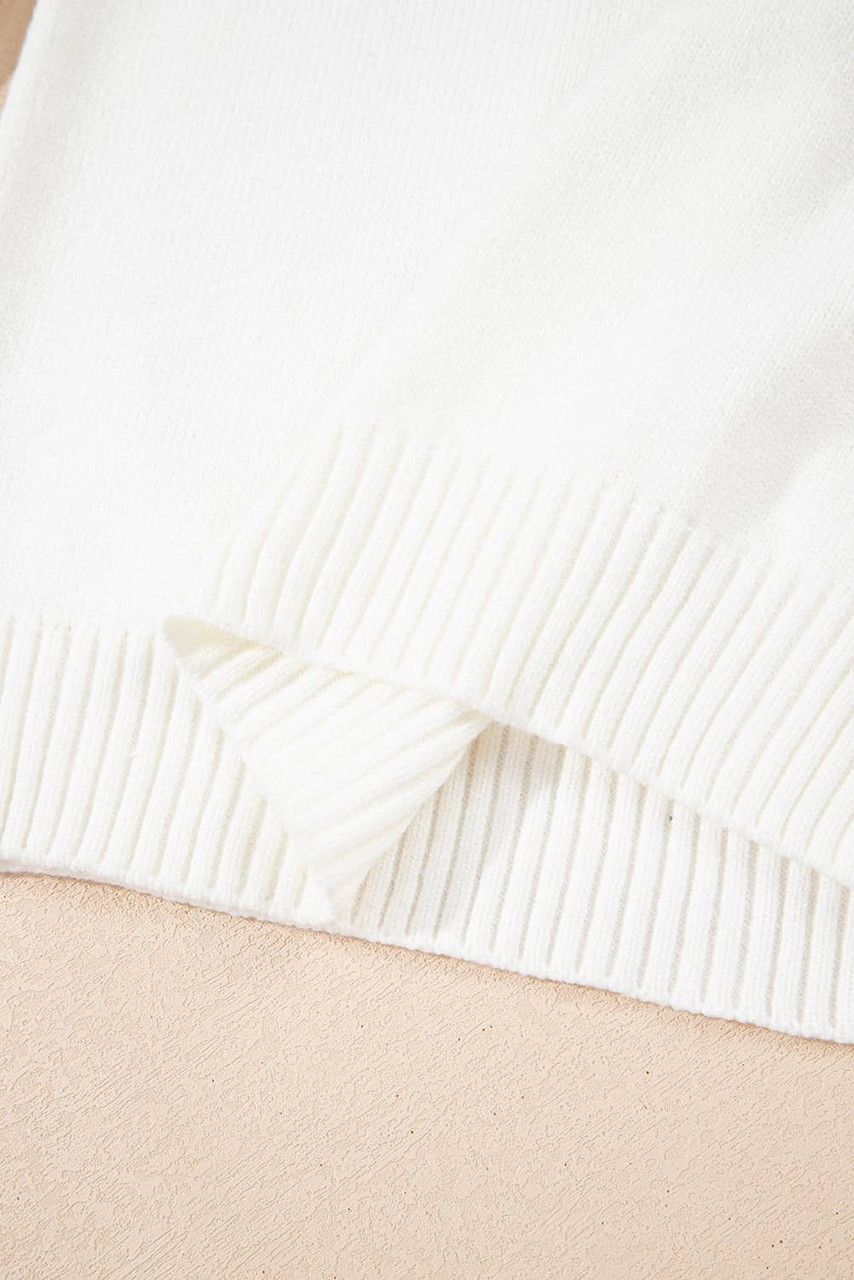 White Ethnic Geometric Colorblock Print Drop Shoulder Sweater White Ethnic Geometric Colorblock Print Drop Shoulder Sweater