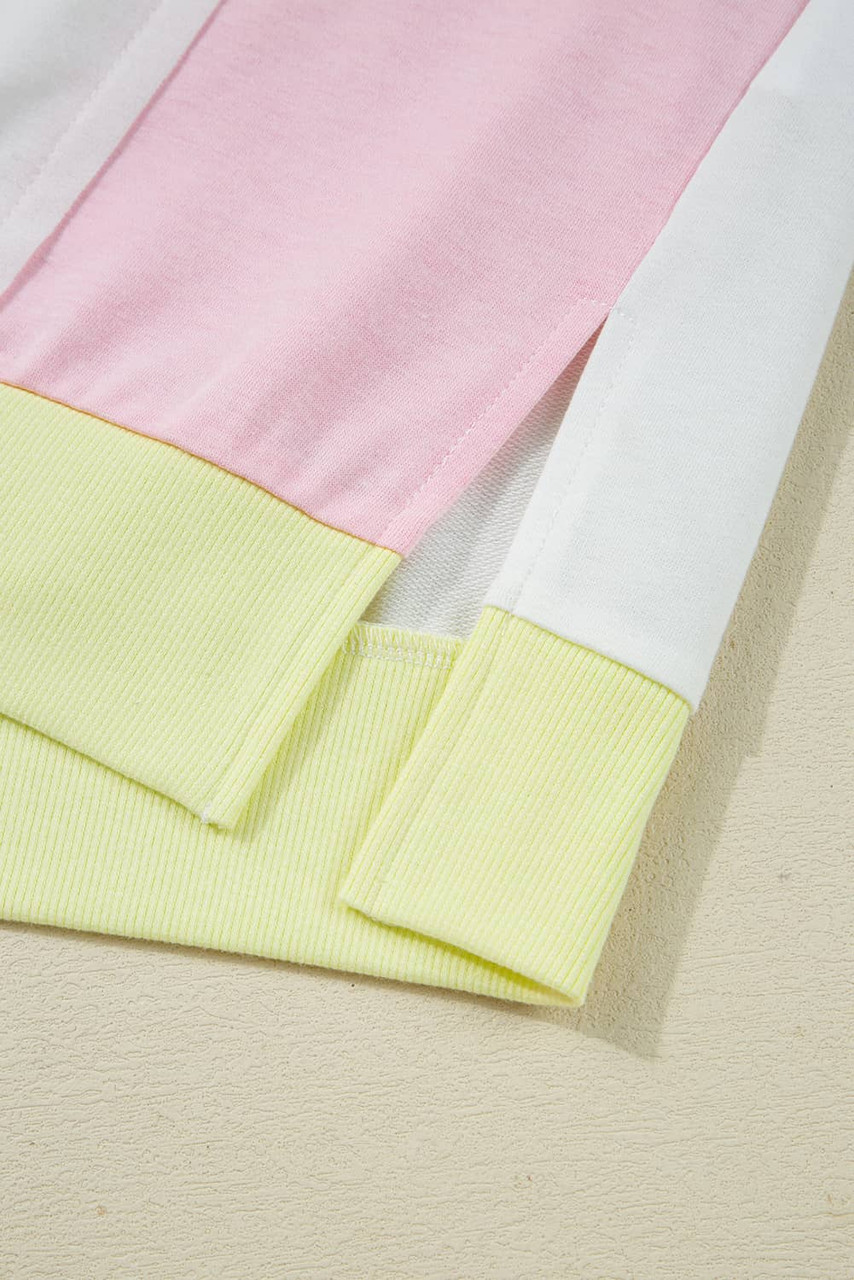 White Floral Colorblock Patchwork Chest Pocket Notched Neck Long Sleeve Top White Floral Colorblock Patchwork Chest Pocket Notched Neck Long Sleeve Top