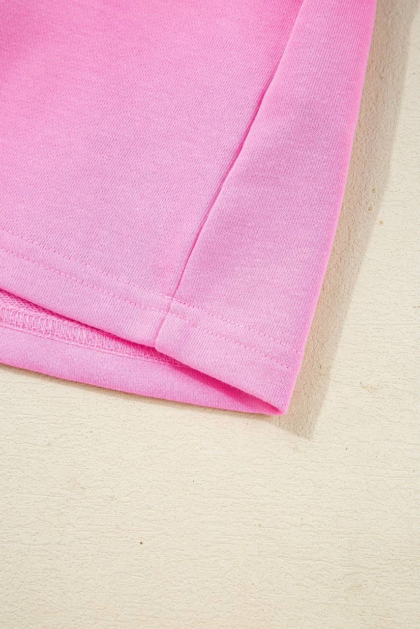 Pink Contrast Striped Collar Patchwork Puff Sleeve Ruffle Hem Mini Dress Pink Contrast Striped Collar Patchwork Puff Sleeve Ruffle Hem Mini Dress