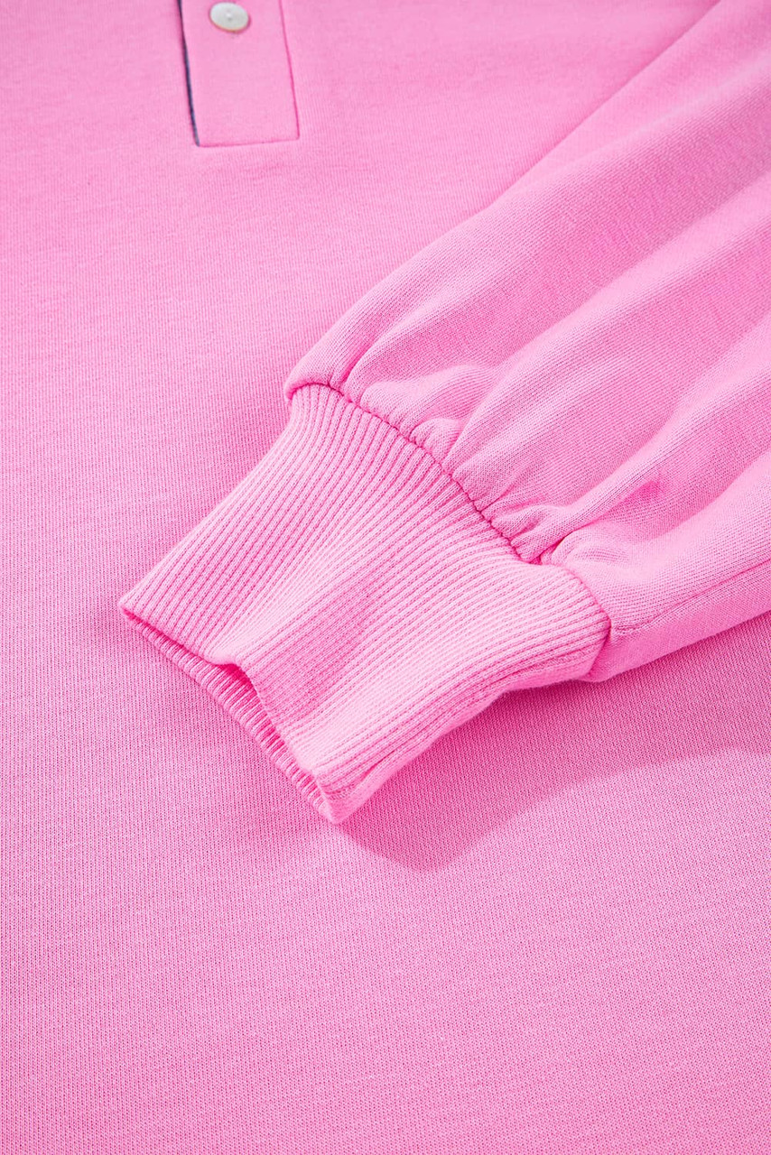 Pink Contrast Striped Collar Patchwork Puff Sleeve Ruffle Hem Mini Dress Pink Contrast Striped Collar Patchwork Puff Sleeve Ruffle Hem Mini Dress