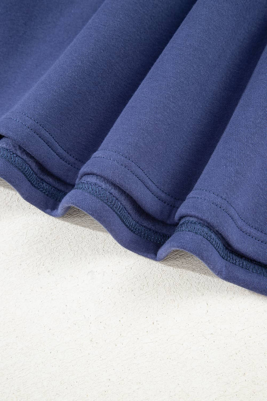 Dirty blue Fleece Lined Adjustable Drawstring Oversize Tunic Hoodie