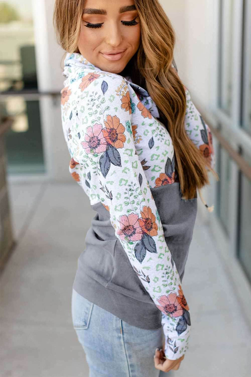 Green Wild Thing Patchwork Cowl Neck Sweatshirt