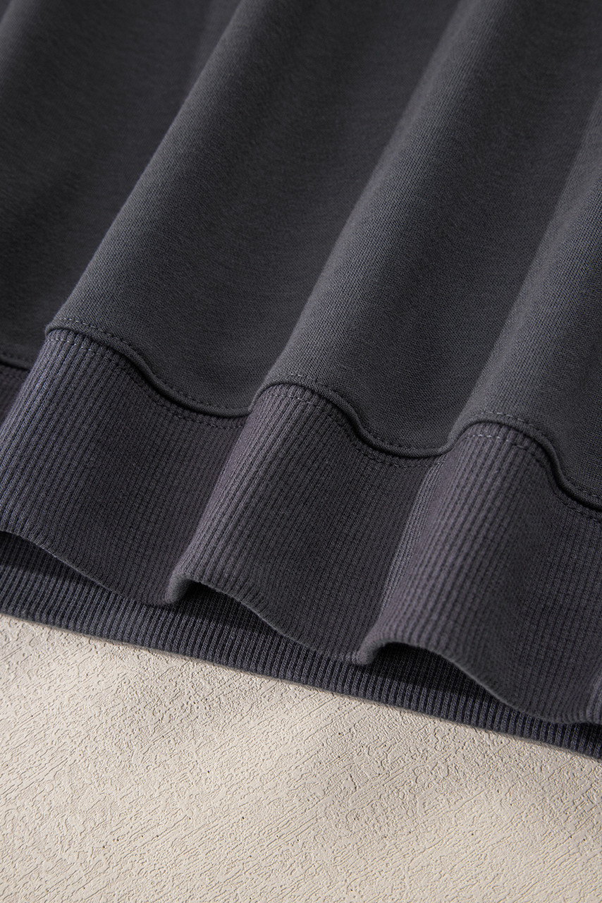 Dark Grey Varsity Striped Detail Drop Shoulder Oversized Sweatshirt