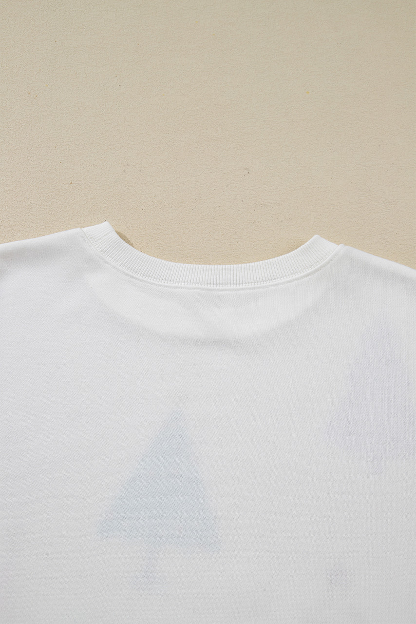 White Stripe Multi Christmas Tree Long Sleeve Top and Shorts 2pcs Lounge Set