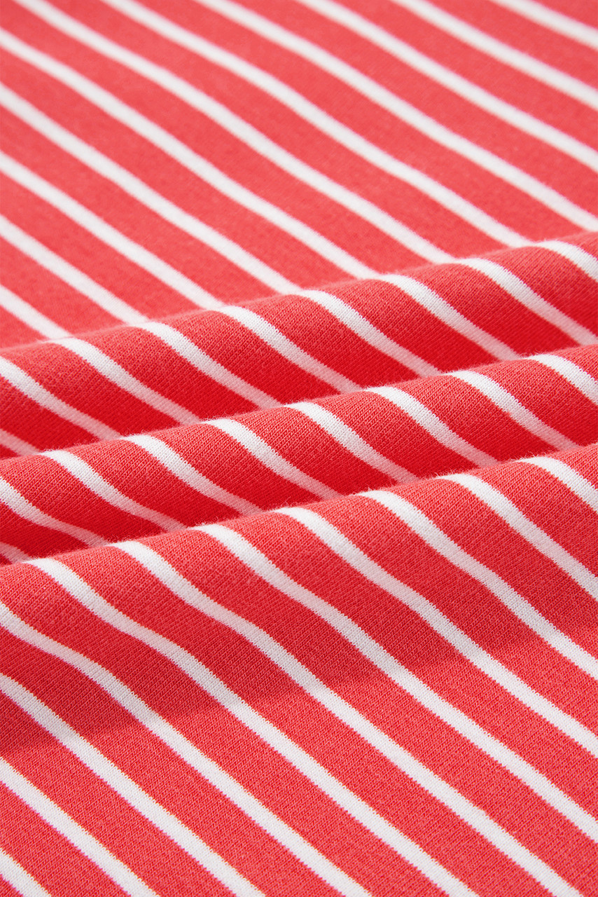 Red Stripe Puff Sleeve Stripe Hoodie