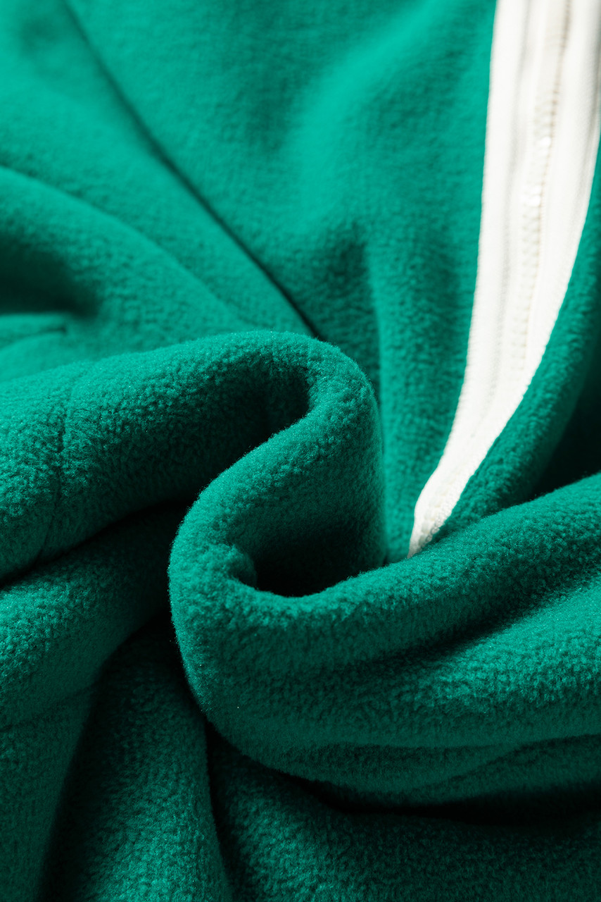 Dark Green Half Zip Contrast Trim Pocketed Plus Size Fleece Sweatshirt