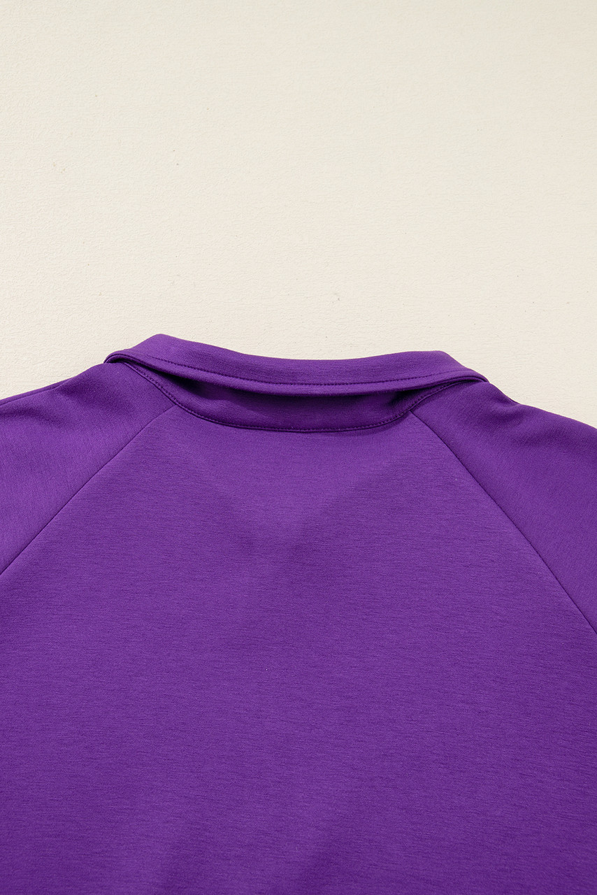 Wisteria Collar Half Zip Pullover Mini Skirt Plus Size 2pcs Set