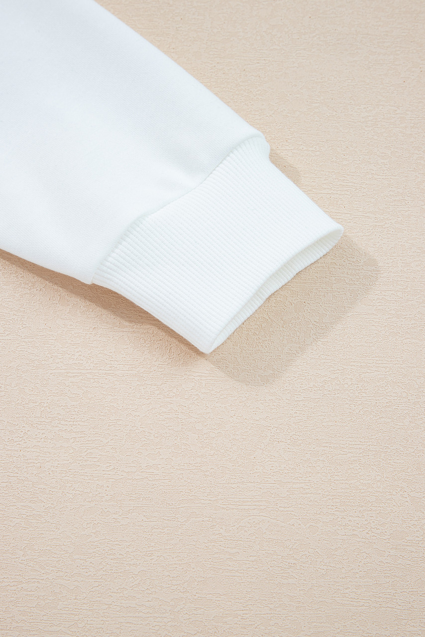 White Varsity Striped Detail Drop Shoulder Oversized Sweatshirt