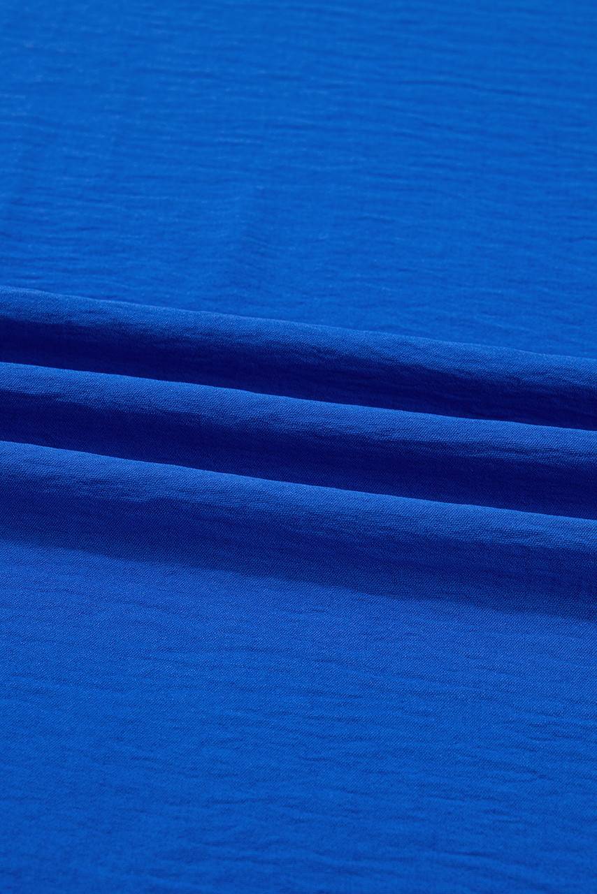 Sky Blue Frilled V Neck Bracelet Sleeve Shift Mini Dress