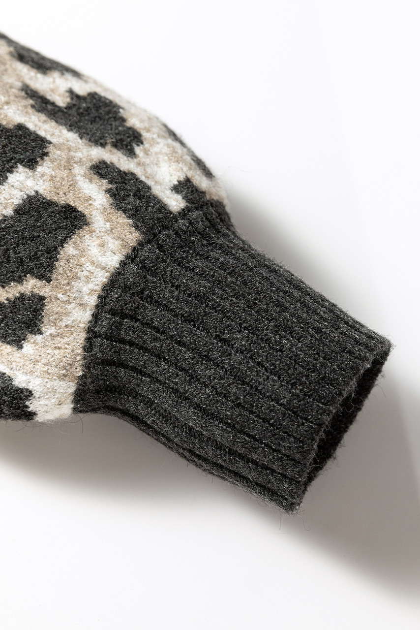 Carbon Grey Leopard Drop Shoulder Baggy Sweater