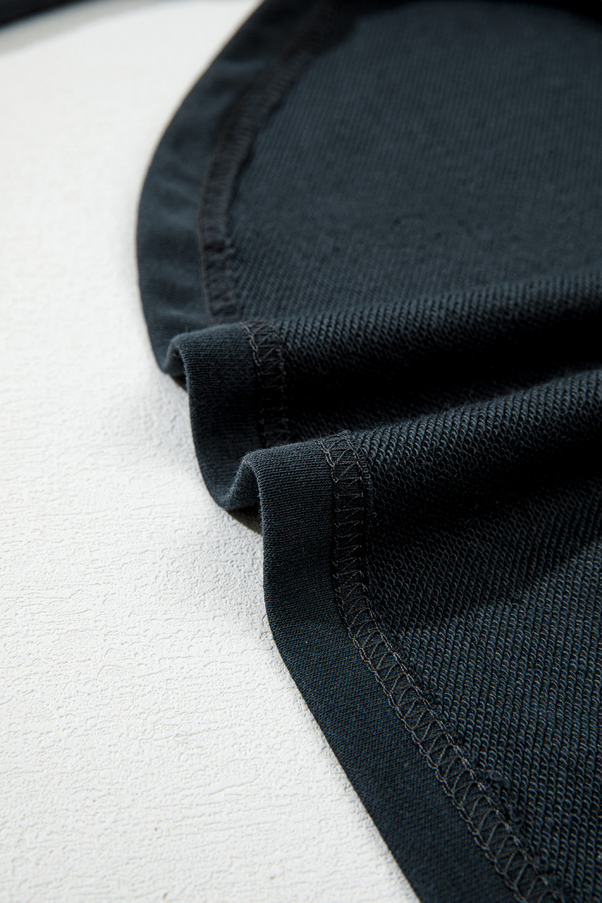 Black Studded Decor Ribbed Edge Mineral Wash Plus Size Jumper