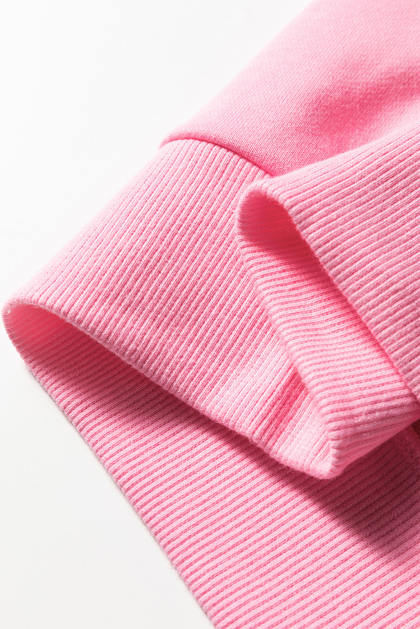 Sachet Pink Contrast Striped Patchwork Zip Collar Pullover Sweatshirt