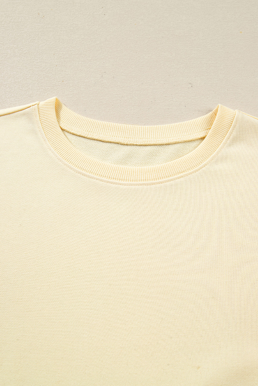 Beige Double Tiered Ruffle Hem Long Sleeve Loose Mini Dress