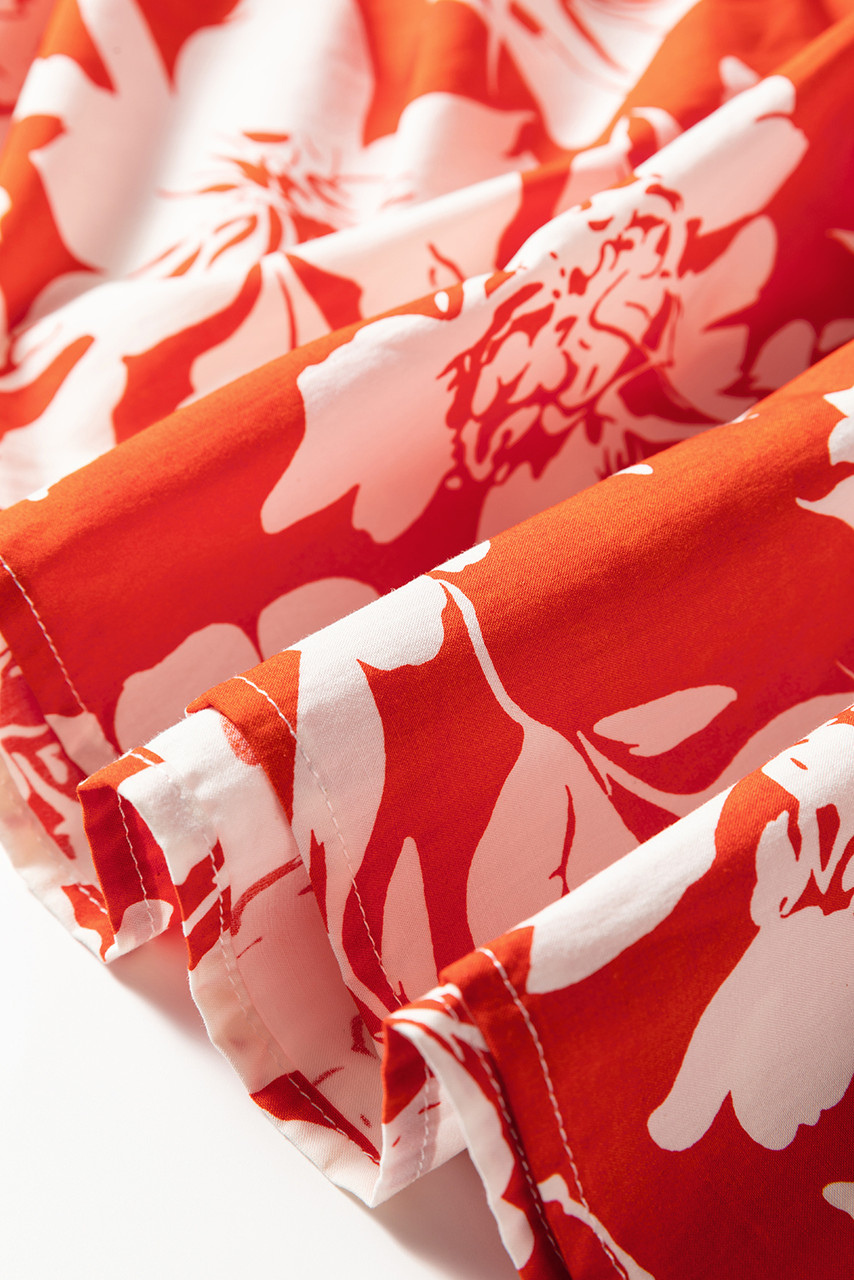 Red High Split Floral Western Cowgirl Maxi Skirt Red High Split Floral Western Cowgirl Maxi Skirt