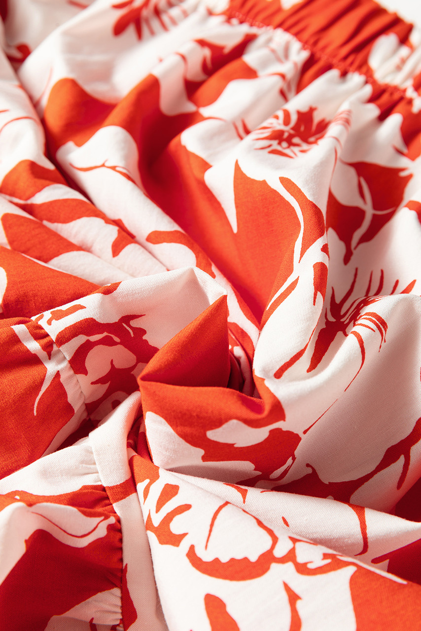 Red High Split Floral Western Cowgirl Maxi Skirt Red High Split Floral Western Cowgirl Maxi Skirt