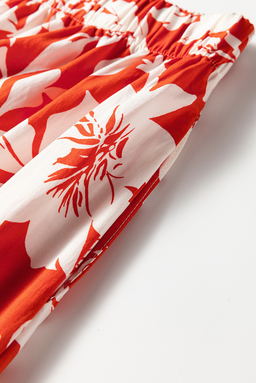 Red High Split Floral Western Cowgirl Maxi Skirt Red High Split Floral Western Cowgirl Maxi Skirt