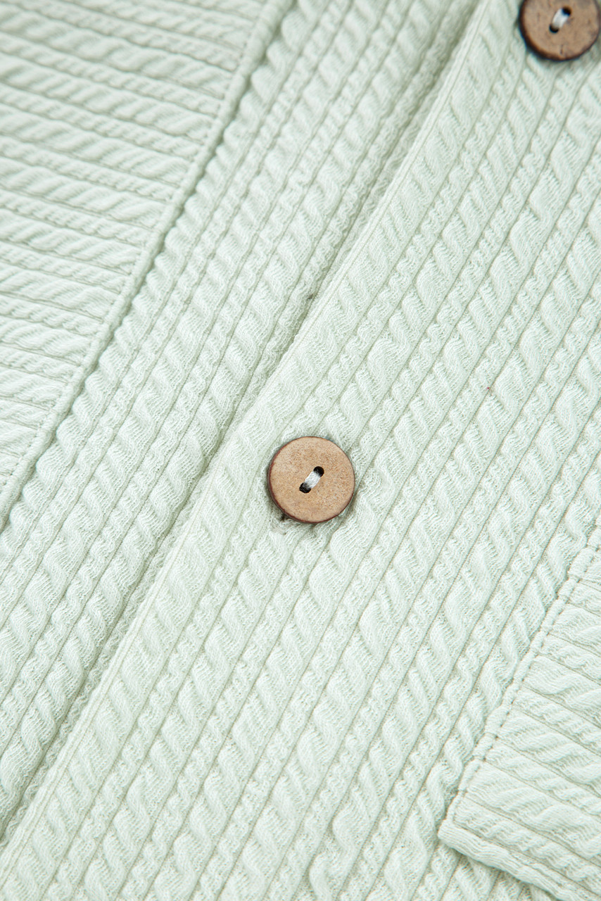 Clearly Aqua Textured Patched Chest Pocket Shirt and Pants Set