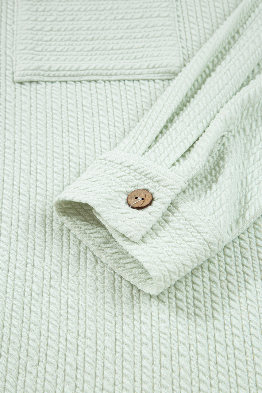 Clearly Aqua Textured Patched Chest Pocket Shirt and Pants Set