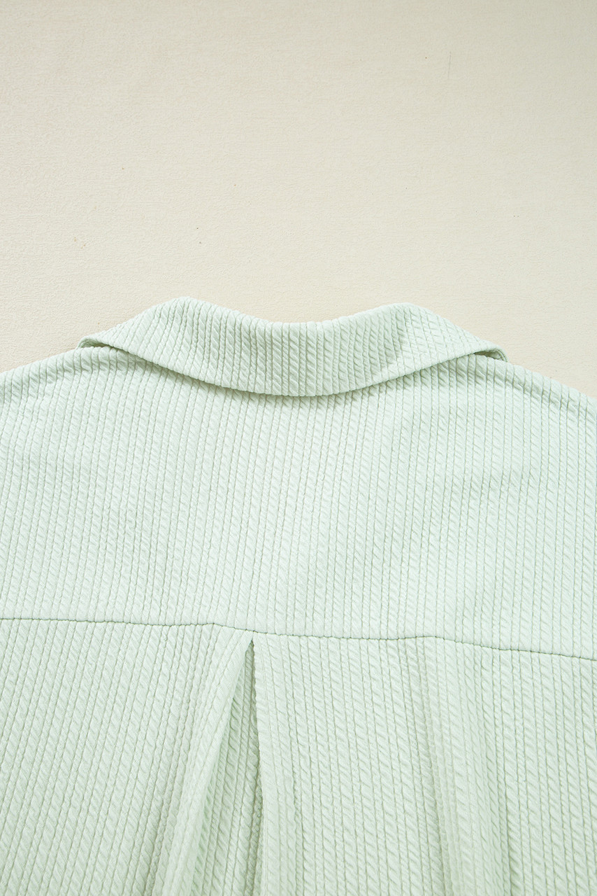 Clearly Aqua Textured Patched Chest Pocket Shirt and Pants Set