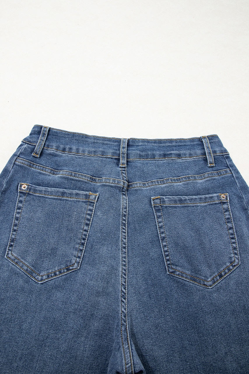 Ashleigh Blue Stitched Raw Hem Wide Leg Loose Jeans Ashleigh Blue Stitched Raw Hem Wide Leg Loose Jeans