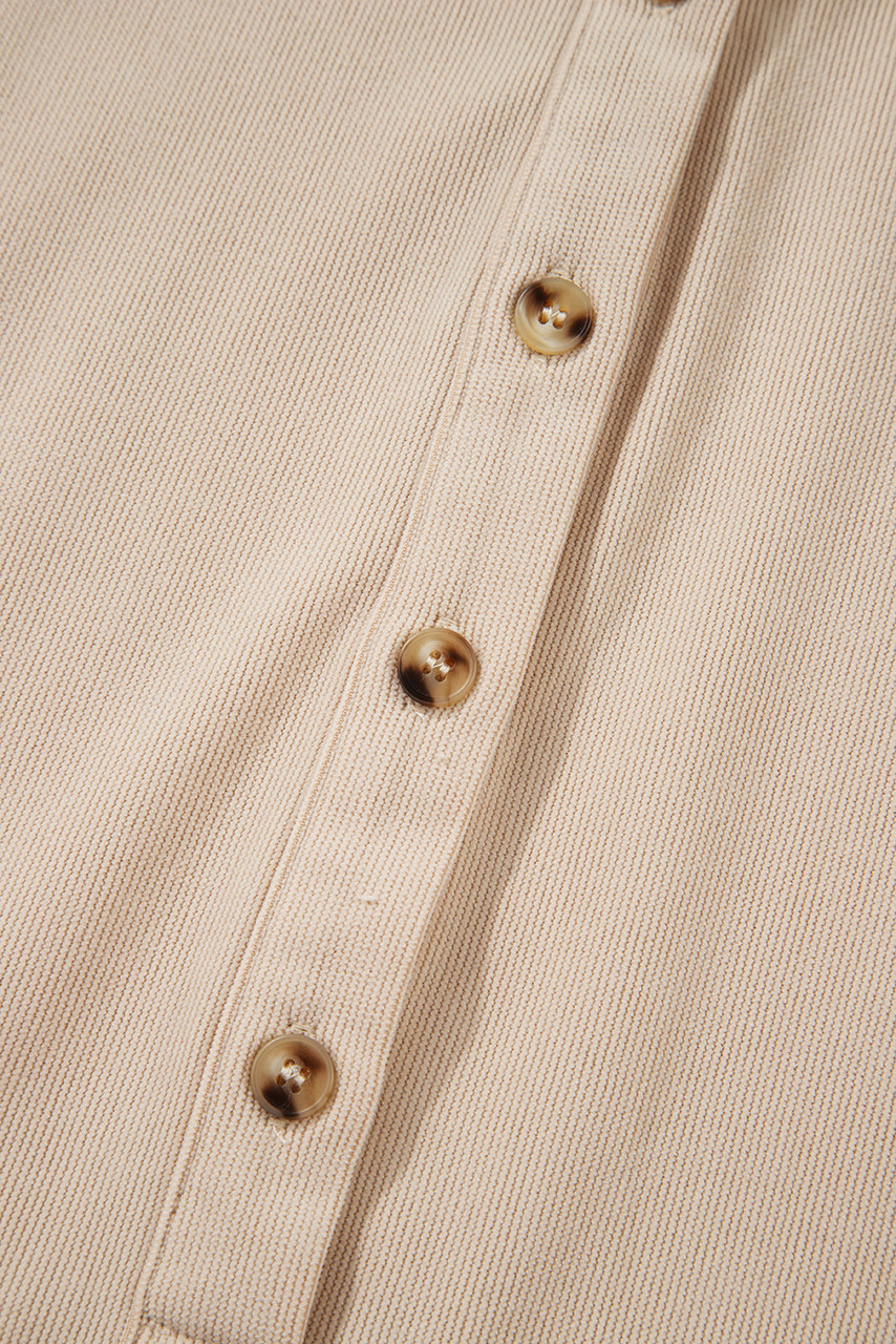 Oatmeal Corduroy Half Button Collared Long Sleeve Mini Dress Oatmeal Corduroy Half Button Collared Long Sleeve Mini Dress