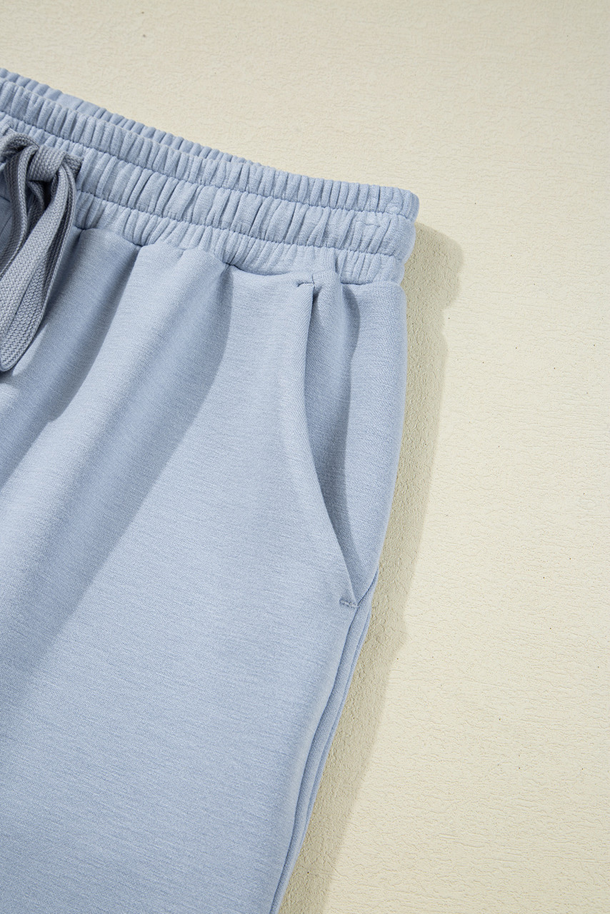 Beau Blue Half Zip Thumbhole Sleeve Hoodie Active Pants 2pcs Outfit