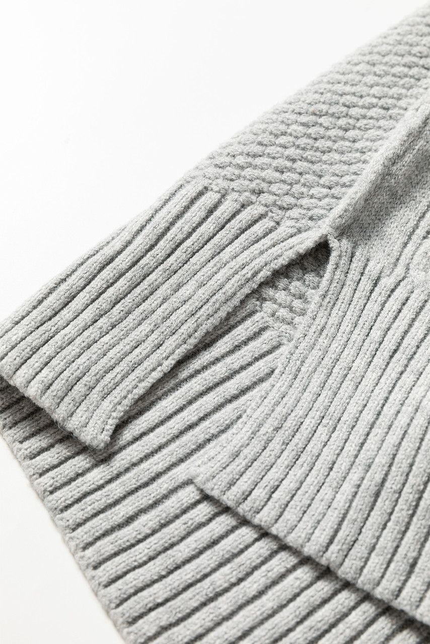 High Cable Knit Quarter Zip Ribbed Trim Loose Sweater Dress High Cable Knit Quarter Zip Ribbed Trim Loose Sweater Dress