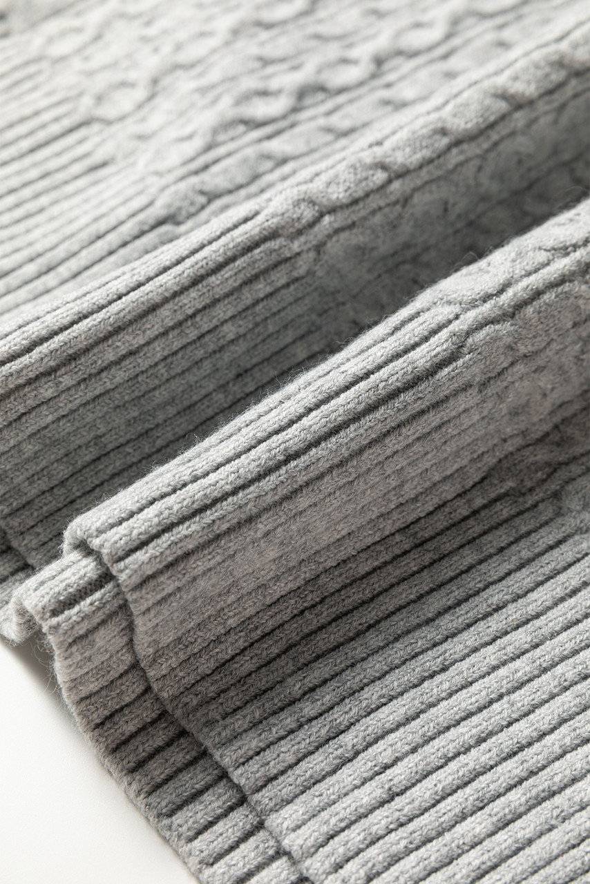 High Cable Knit Quarter Zip Ribbed Trim Loose Sweater Dress High Cable Knit Quarter Zip Ribbed Trim Loose Sweater Dress