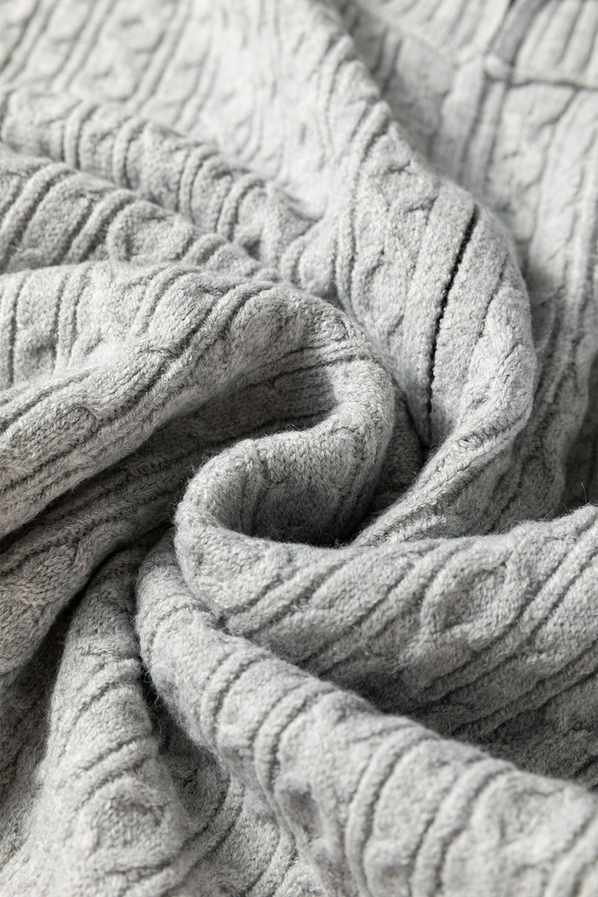 High Cable Knit Quarter Zip Ribbed Trim Loose Sweater Dress High Cable Knit Quarter Zip Ribbed Trim Loose Sweater Dress