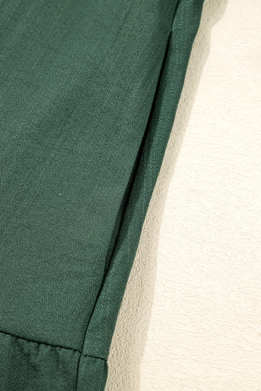 Canton Contrast Ricrac Trim Button V Neck Knotted Bracelet Sleeve Shift Dress Canton Contrast Ricrac Trim Button V Neck Knotted Bracelet Sleeve Shift Dress